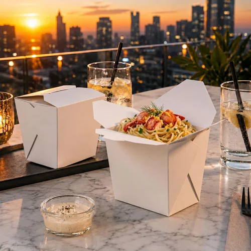 Vista 3 de Restaurantware Cajas para llevar comida china: 25 paquetes de 16 onzas, recipientes desechables para llevar, resistentes a la grasa, recipientes
