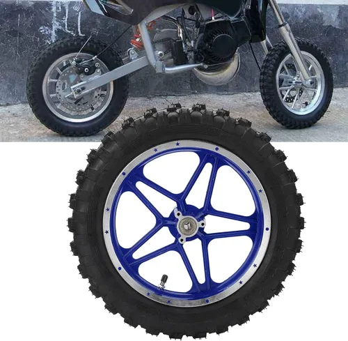 Vista 9 de Conjunto de rueda trasera, rueda trasera de 2.5 a 10 pulgadas, repuesto antideslizante para mini moto de cross de 2 tiempos (azul)