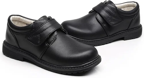 Vista 5 de rismart Zapatos de vestir Oxfords con punta redonda y cierre de velcro para niño