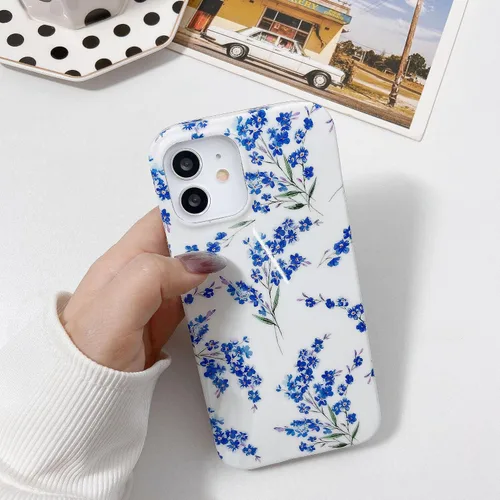 Vista 3 de J.west Funda floral para iPhone 12 y iPhone 12 Pro de 6.1 pulgadas, diseño de patrón de flores de TPU suave, parachoques a prueba de golpes