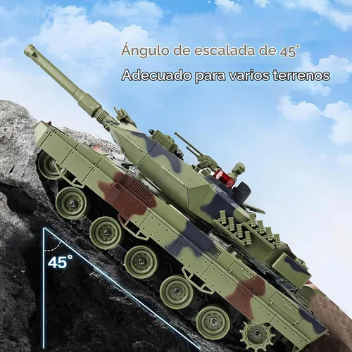 Vista 4 de KAIM 1/24 RC Tank,Remote Control Tank for Boys with Smoke, Lights & Sounds,2.4GHz Ger Leopard II Army Model,Military Toys Gift for Kids Ages 6+