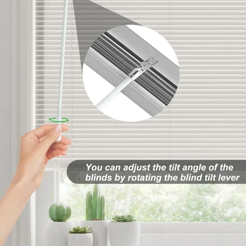 Vista 5 de Varita ciega de fibra de vidrio blanca de 12 pulgadas con gancho de metal, varita inclinable para ventana, piezas de repuesto de control de varita