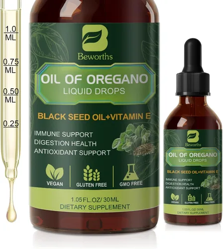 Vista 7 de B BEWOTHS Aceite orgánico de orégano en gotas con aceite de semilla negra