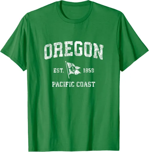Vista 5 de Oregon Vintage barco ancla bandera diseño de West Coast Retro Tee, hombre S, Arándano