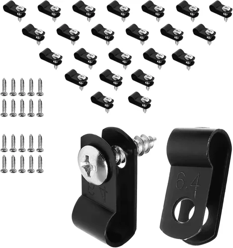 Vista 11 de 120 abrazaderas de cable tipo R de 1/2 pulgada, clips de cable de alambre de nailon con tornillos M4, clips de sujeción de cable de montaje