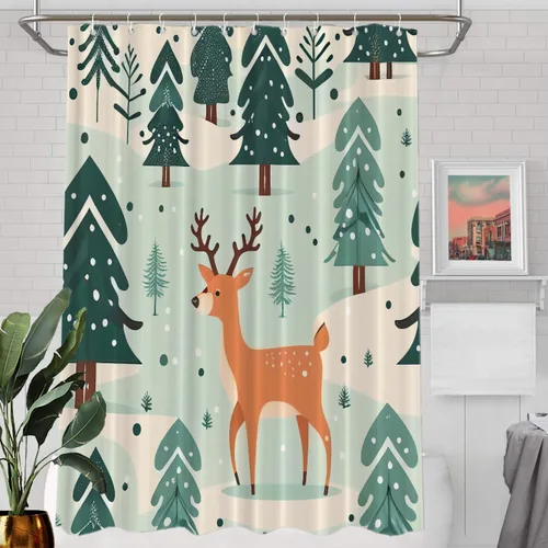 Vista 13 de Batmerry Maritime Nautical Hookless Shower Curtain with Snap in Liner Set, Anchors Ship Wheel Bath Curtain Magnetic Hem Quick-Drying Waterproof