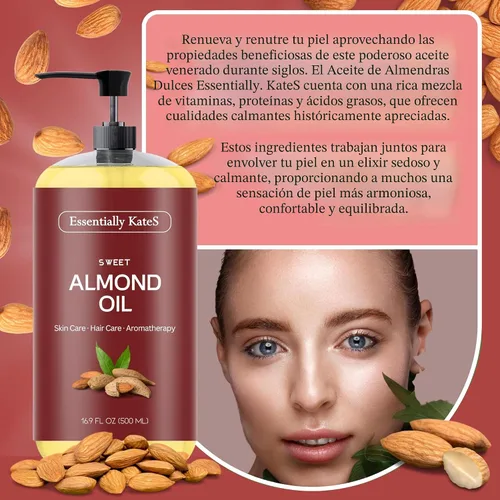 Vista 2 de Aceite de almendras Essentially KateS 16.9 fl oz - 100% puro y natural y prensado en frío