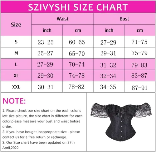 Vista 2 de SZIVYSHI - Corsé para mujer con mangas, bustier con cordones, corpiño de lencería