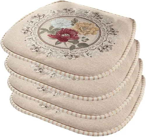 Vista 37 de EORNOW Juego de cojines para silla de comedor con lazos, juego de 1/2/4, almohadillas antideslizantes para silla de comedor con funda extraíble