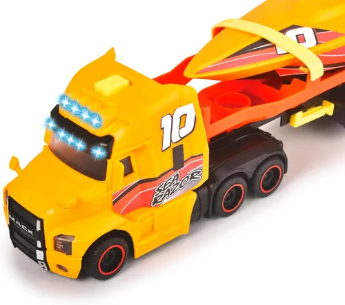 Vista 2 de Dickie Toys - Camión Mack con remolque y barco