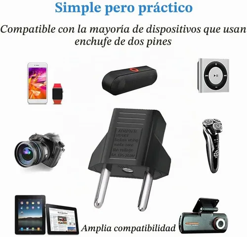 Vista 4 de adaptador de enchufe de salida estadounidense a europea, 8 unidades Negro