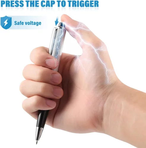 Vista 2 de Pluma eléctrica de broma impactante, juguete divertido impactante, gadget de broma de truco, broma a amigo, juguete para toda la persona, bolígrafo