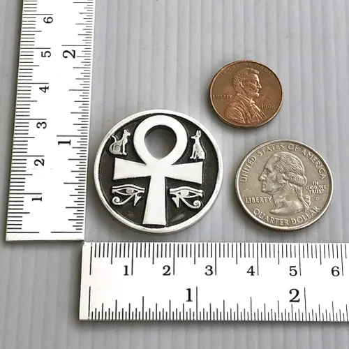 Vista 4 de Joyería pagana Ankh Cruz de la vida Anubis Bastet Bast Eye of Ra Horus Amuleto de protección egipcia para hombres y mujeres, collar con dije