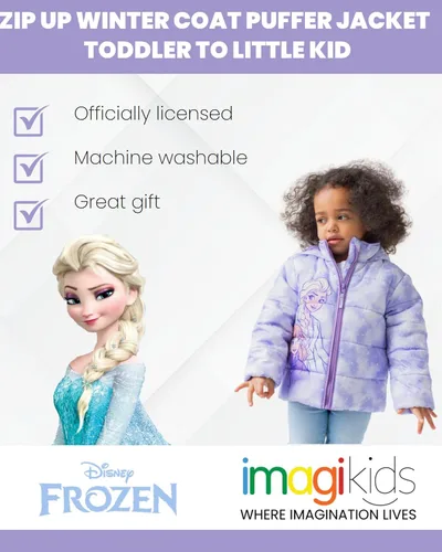 Vista 4 de Disney Frozen - Chaqueta acolchada con cremallera para niñas pequeñas (2T - 7-8)