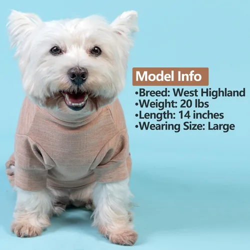 Vista 7 de KYEESE Pijamas para perros pequeños – Suéter elástico de cuello alto, abrigo de material súper suave y cálido con corbatín, pijama para perro