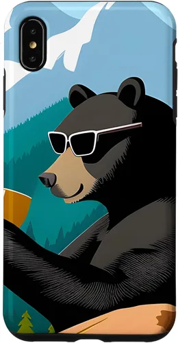Vista 11 de iPhone 16 Bear Enjoying A Coffee Case