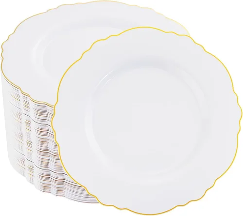 Vista 16 de WDF 60 platos desechables de plástico transparente para postre, 7.5 pulgadas, pequeños, desechables, para pasteles, aperitivos, postres para bodas