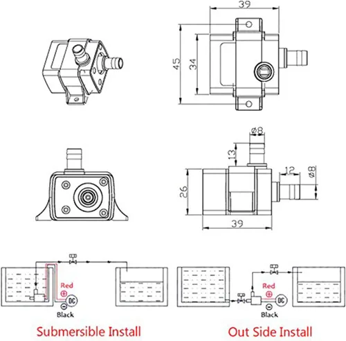 Vista 7 de Paquete de 10 bombas de agua sin escobillas de 12 V 240L/H 3M Lift, bomba sumergible ultra silenciosa de 4.2 W para acuarios/peceros/piscinas