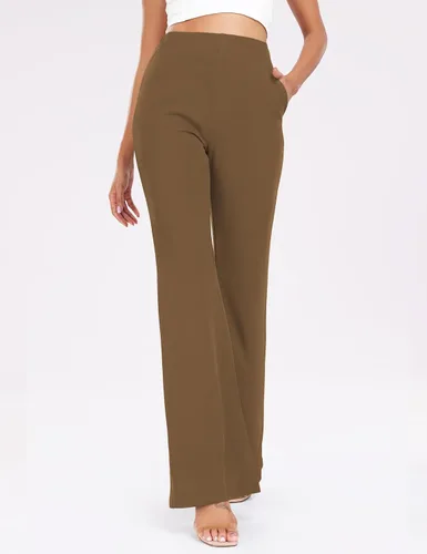 Vista 4 de Kocowoo Women's High Waist Casual Wide Leg Pants, Button Dress Pants for Women, Work Pants with Pockets for Women Office.
