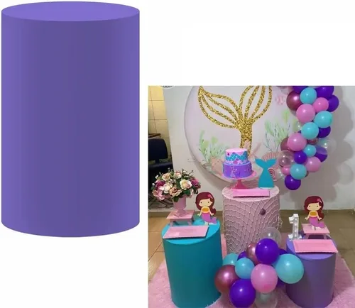 Vista 5 de Cubiertas de pedestal con temática de sirena bajo el agua, cubiertas de pedestal bajo el mar con purpurina azul para baby shower, niñas, decoración