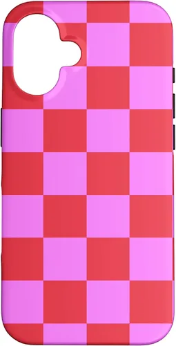 Vista 32 de Funda femenina con patrón de mujer rosa y rojo a cuadros para iPhone 17