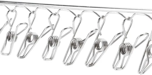 Vista 3 de Estante de secado de ropa de acero inoxidable Percha de calcetines plegable,Tendedero de secado de ropa con 36 clips,Gancho a prueba de viento