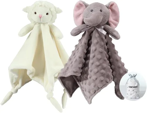 Vista 16 de CREVENT Mantas de bebé suaves y acogedoras para niños y niñas + manta de seguridad, juego con una bolsa de regalo esenciales para recién nacidos Gris