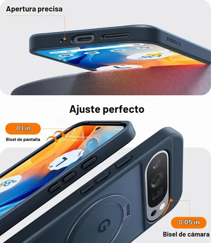 Vista 6 de TORRAS Soporte magnético giratorio de 360 grados para funda de Google Pixel 9 Pro XL, protección contra caídas de grado militar de 12 pies Negro