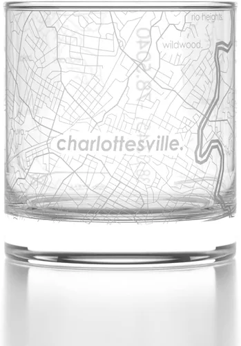 Vista 48 de Well Told Vaso de rocas grabado con mapa de Akron, Ohio, cristalería estilo antiguo (325ml, transparente) Vaso de bourbon grabado, regalos