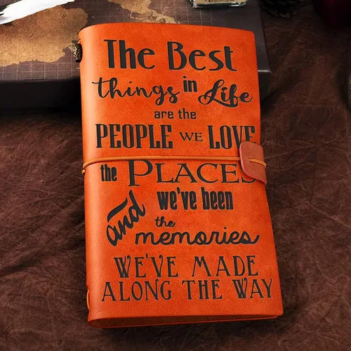 Vista 2 de Diario de cuero con citas inspiradoras para mujeres y hombres – The Best Things in Life are the People You Love Quote Vintage Travel Motivacional