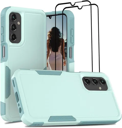 Vista 60 de Jeylly Funda compatible con Samsung Galaxy A12, Samsung Galaxy A12 con protector de pantalla de vidrio templado, protección contra caídas de grado