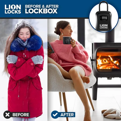 Vista 7 de Lion Locks Caja de seguridad para llaves, paquete de 6 unidades, color negro, solución segura para llaves con cerradura de combinación para hogares