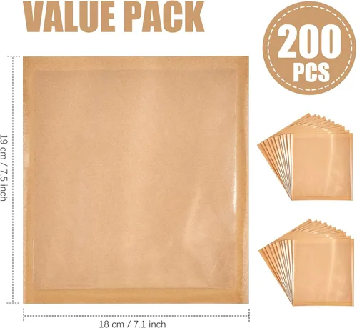 Vista 2 de ZORRITA Bolsas de panadería termosellables con ventana, paquete de 200, 7.1 x 7.5 pulgadas Papel Kraft, resistente a la grasa, bolsas de bagel