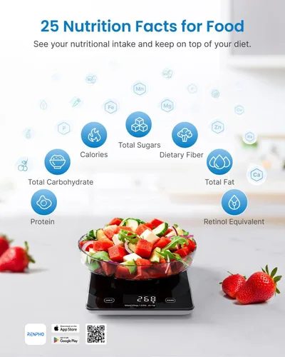 Vista 8 de RENPHO Báscula inteligente para peso corporal, báscula de grasa corporal para IMC, grasa corporal, masa muscular, báscula digital de cocina RENPHO
