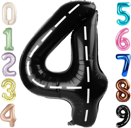 Vista 415 de Globos con números de 40 pulgadas, color negro, para decoraciones de cumpleaños de 10 a 100 años Jumbo 40In & Vibrant Color, With Hanging Holes