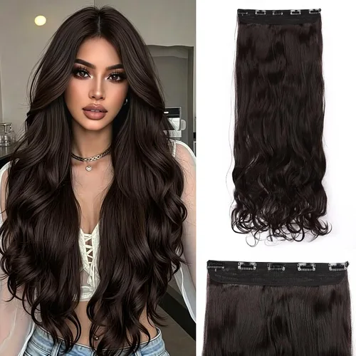 Vista 58 de S-noilite Extensiones de cabello de una pieza con clip, color rubio balayage de 18 pulgadas, en forma de U, extensiones de cabello de trama de una