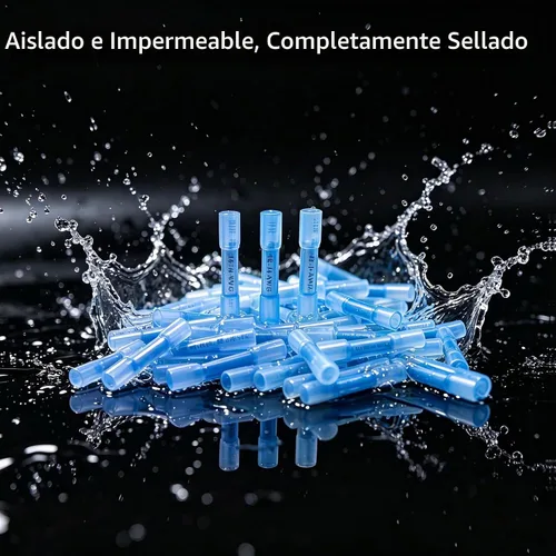 Vista 4 de 1000 conectores a tope termorretráctiles de 16-14 AWG, empalme de cable crimpado aislado eléctrico impermeable para marinos, cables, cableado