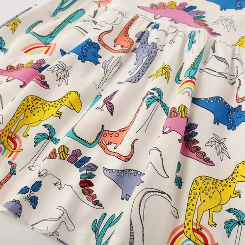 Vista 3 de Vestido acampanado para niñas pequeñas, lindo estampado de unicornio, arco iris, manga corta, casual, vestidos para niñas pequeñas para fiesta de 1