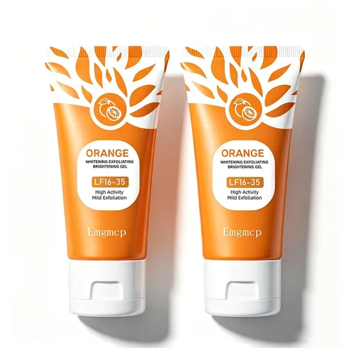 Vista 9 de Gel exfoliante naranja para cara y cuerpo Limpieza profunda de poros para eliminar puntos negros, exfoliante hidratante con enzimas para una piel