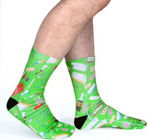 Vista 4 de Benefeet Sox Calcetines médicos impresos en 3D para mujeres y hombres, divertidos regalos de graduación de enfermería, calcetines de médico