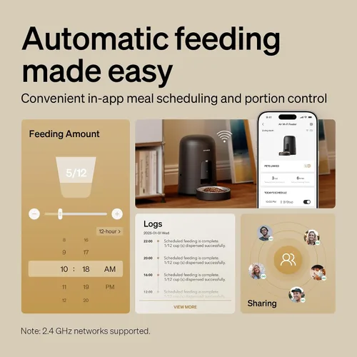 Vista 2 de PETLIBRO AIR - Comedero automático para gatos, recargable con Wi-Fi, dispensador de comida para gatos, funciona con pilas con vida útil de 30 días