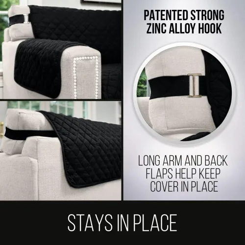 Vista 4 de Sofa Shield Funda de sofá con correa, reversible, resistente a las manchas y al desgarro, funda acolchada de microfibra, lavables, asiento de 62