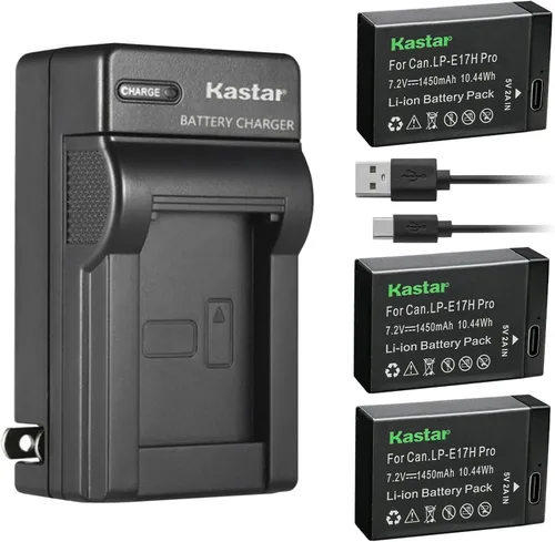 Vista 6 de Kastar Cargador de batería de pared LP-E17H Pro AC para Canon EOS 200D, EOS 250D, EOS 750D, EOS 760D, EOS 800D, EOS 850D, EOS 8000D, EOS RP, cámara