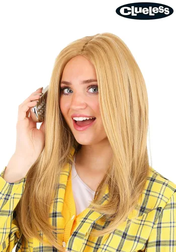 Vista 5 de Fun Costumes Peluca rubia sin pistas de Cher Horowitz para mujer, accesorio de disfraz de personaje de película de los años 90 para adultos