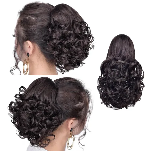 Vista 76 de SYXLCYGG Auburn Clip Cola de caballo Clip Cola de caballo Extensión de cola de caballo ondulado 10 pulgadas 3.5 oz pelo sintético falso pieza