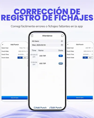 Vista 3 de NGTeco Reloj de tiempo APP para pequeñas empresas, 4 en 1, Plug & Play Negro