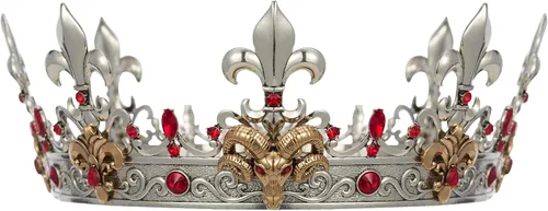 Vista 2 de SWEETV Corona de rey tótem de animal para hombres y mujeres, tiara de metal, accesorios para el cabello para caballero, bruja, gótico, Halloween