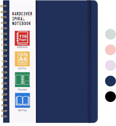 Vista 9 de LABUK Cuaderno de espiral de 8.5 x 11 pulgadas, cuadernos A4 de tapa dura para mujer, 55 hojas y 110 páginas, diario grande para el trabajo