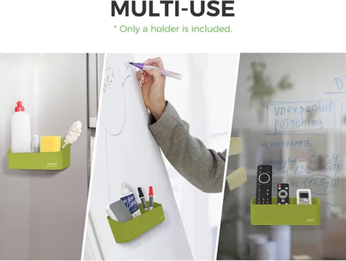 Vista 7 de loukin Paquete de accesorios para pizarra blanca Soporte magnético y adhesivo para marcadores, paquete de 2 unidades pequeño y grande (verde)