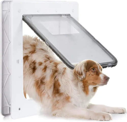 Vista 11 de Puerta para perro para puerta corrediza de vidrio, solapa magnética de plástico para puerta corrediza, inserto para mascotas con cerradura, altura